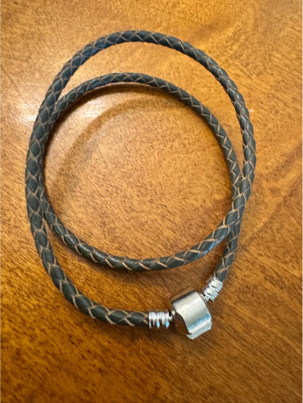 Braided Leather Necklace with Silver Magnetic Clasp 341